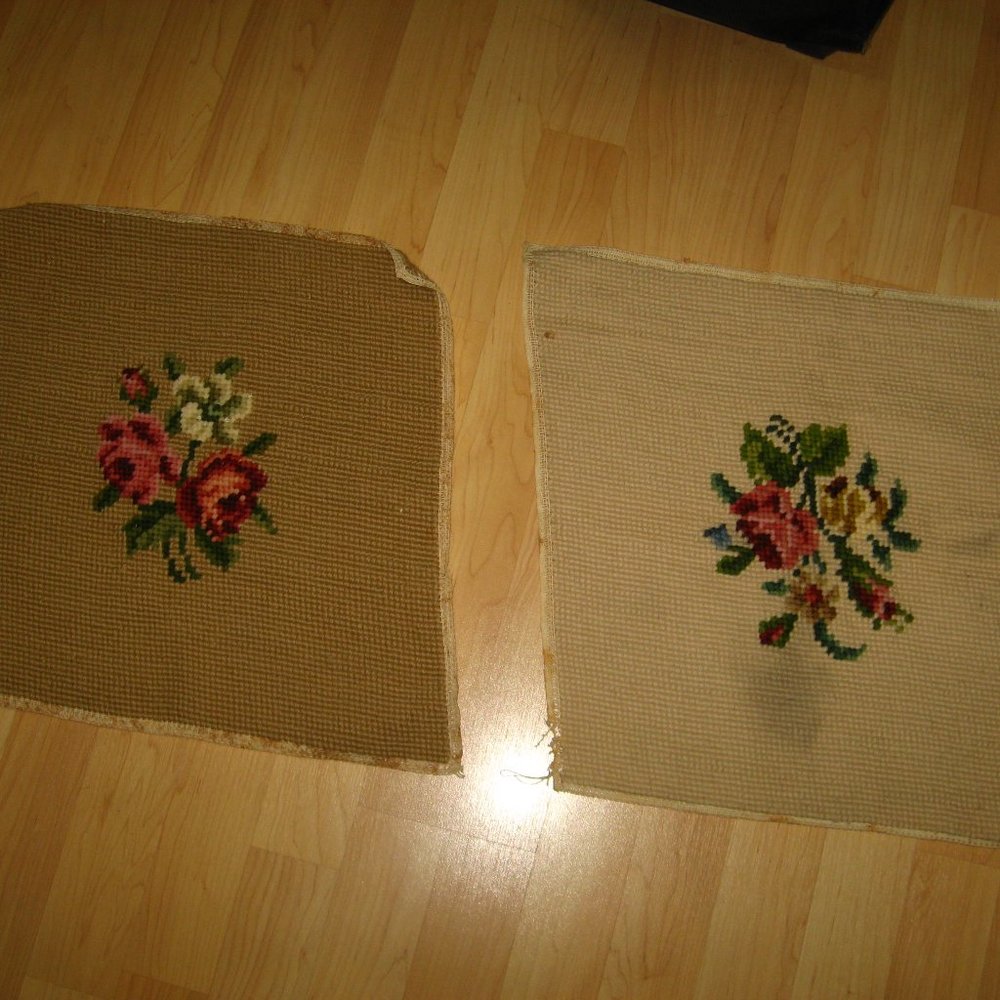 🛍 Antique Needlepoint 1940's Floral Pillow Top Cover